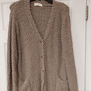 Womens Zenana popcorn cardigan- gray with button front size XL